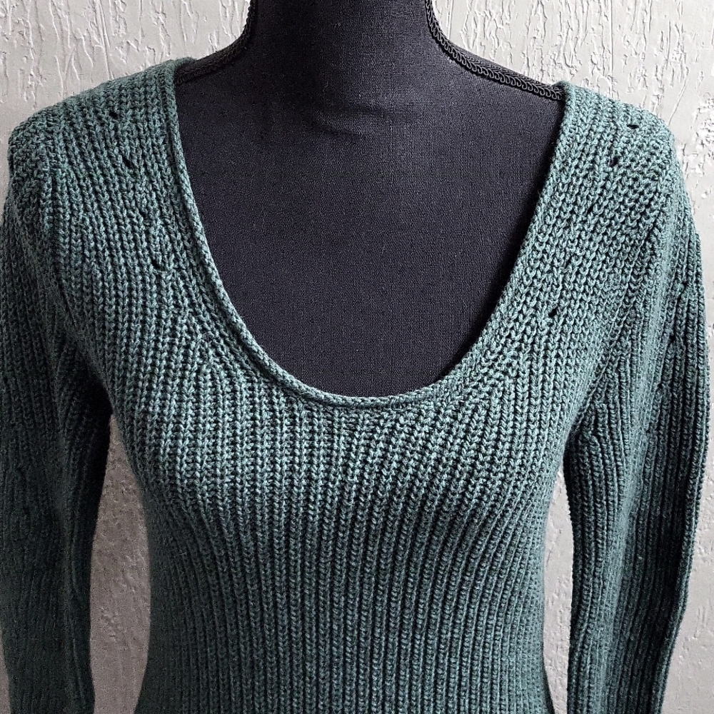 Abercrombie & Fitch Green V Neck Long Sleeve Sweater Dress - Picture 5 of 9